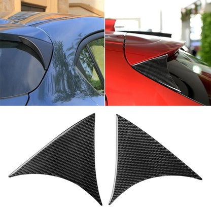 Carbon fiber rear wing side spoiler lip, black triangular fin installed on hatchback