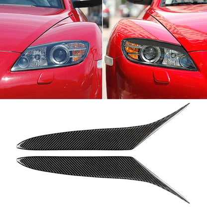 Carbon fiber headlight eyebrow, black woven finish with curved edge trim