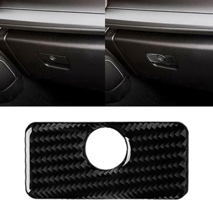 Glove box trim sticker with carbon-fiber pattern and oval cutout on dashboard panel