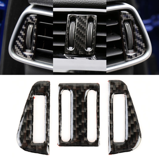 Car air outlet decorative sticker set with carbon fiber trim and raised white inserts