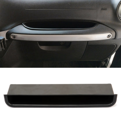 Front passenger door handle storage tray organizer, black open compartment