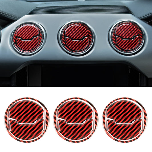 Central air outlet frame stickers, 3 chrome-ringed red carbon-fiber emblems
