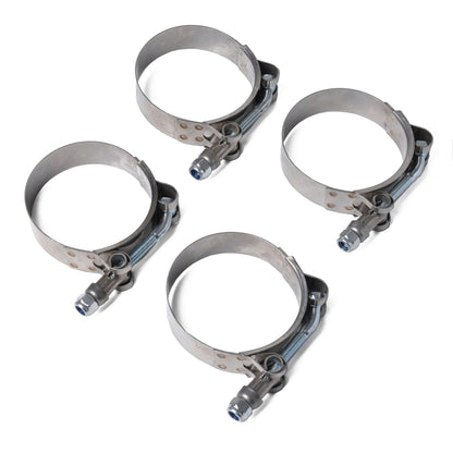 Set of 4 stainless steel T-bolt hose clamps, 95–103 mm, for fuel or pipe lines
