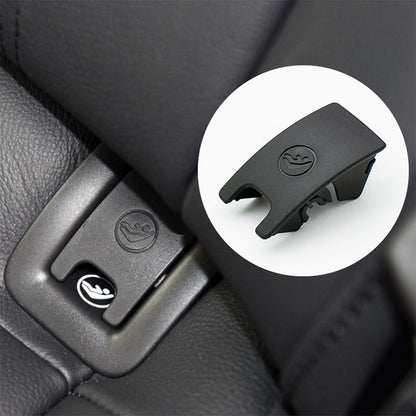 Car rear child seat ISOFIX cover plate, black installed on seat console