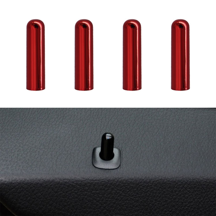 Car door lock cover caps, 4-piece set, red metallic finish