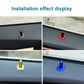 Car door lock cover caps installed on door panel in red, blue, and gold colors