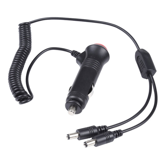 Car cigarette lighter switch plug with DC barrel tip and dual DC connector ends