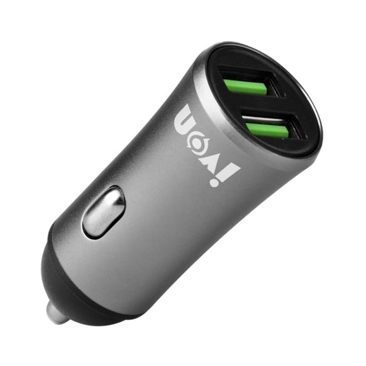 IVON CC26 5V 2.1A Dual USB Port Mini Car Charger, CC26 Grey, CC26 Black