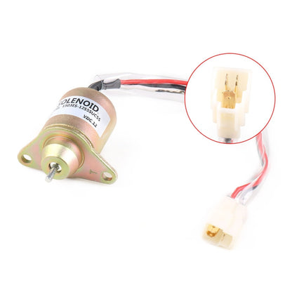Yanmar flameout solenoid valve with electrical connector and wire harness, gold pins