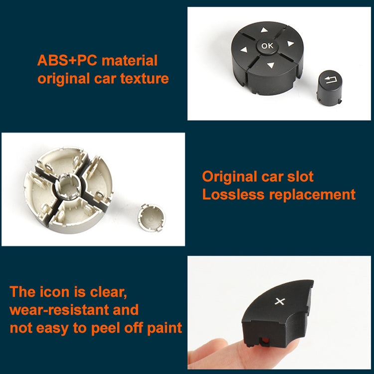 Black steering wheel switch button panel with car-texture finish and replacement parts