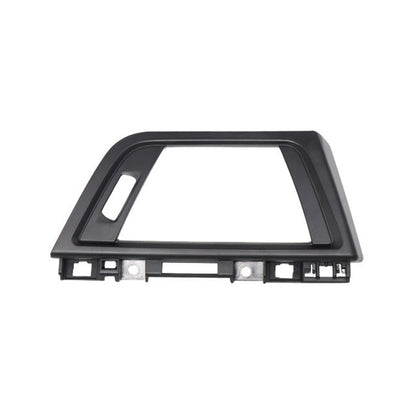Matte black car AC vent panel trim with rectangular bezel and side vent tab