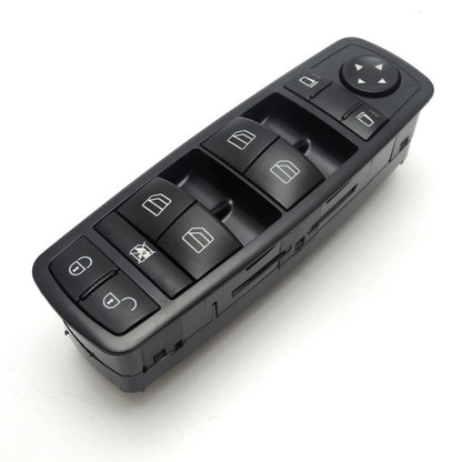 Power window master control switch with black button panel and window icons