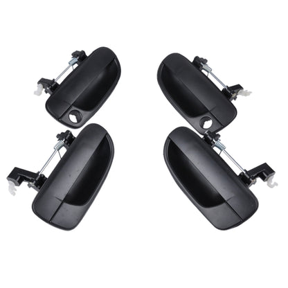 Set of four black car exterior door handles with mounting hardware
