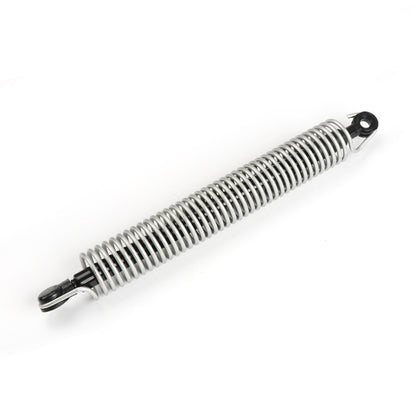 Left trunk lid lift support shock with tension spring, metal coil and eye mounts