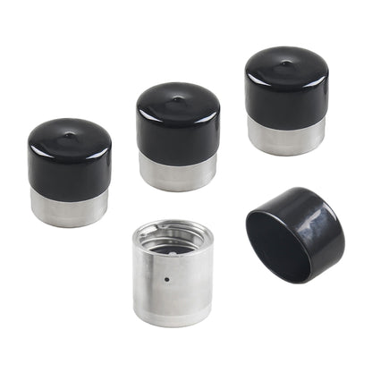 Stainless steel boat trailer hub bearing set with black protective caps