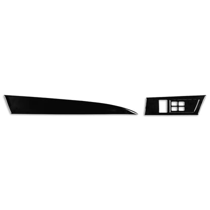 Black glossy dashboard trim sticker set with silver control-window detail