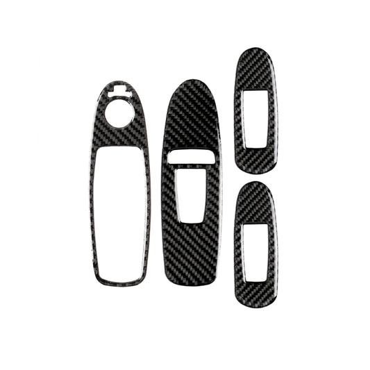 Carbon fiber-look window lift switch trim set, 4-piece, black with cutout borders