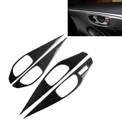 Carbon fiber door handle panel overlay set, black with silver strip (4 pcs)