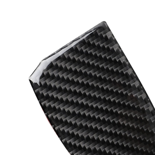 Close-up curved black carbon fiber pattern sticker for inner door handle wrist