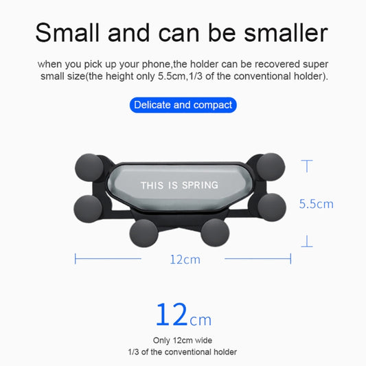 Compact black six-claw gravity car phone holder with six flexible claw grips