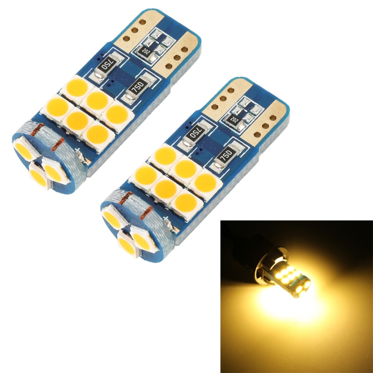 Pair of T10 LED clearance bulbs with yellow lens LED chips, dual pin base