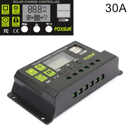 FOXSUR 30A Solar Charge Controller 12V / 24V Automatic Identification Controller, 30A