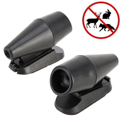 Black wind-powered animal repeller with clip-on base, two cylindrical units