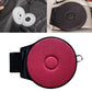 Wine red circular car seat cushion mat with black trim and center ring detail