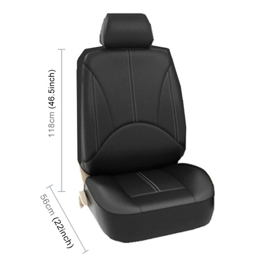 Black PU leather car seat cushion with headrest and base, 18.8 x 21.1 inch size