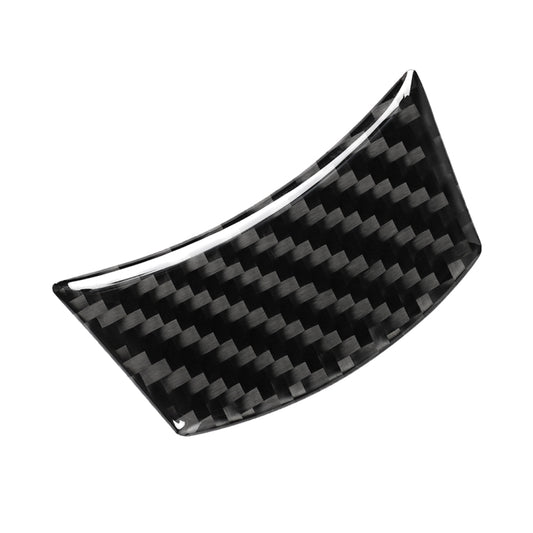 Curved carbon fiber steering wheel button trim sticker, black checkered finish
