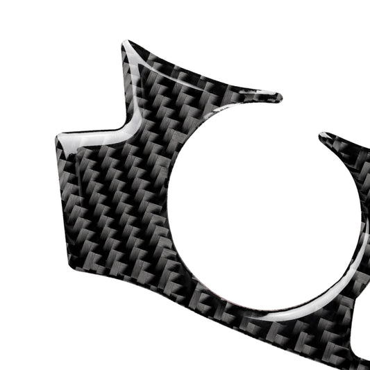Carbon-fiber steering wheel button sticker with curved shape and round cutout