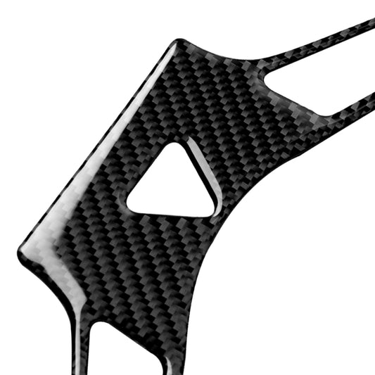 Carbon fiber-look trim sticker with textured weave and triangular center cutout
