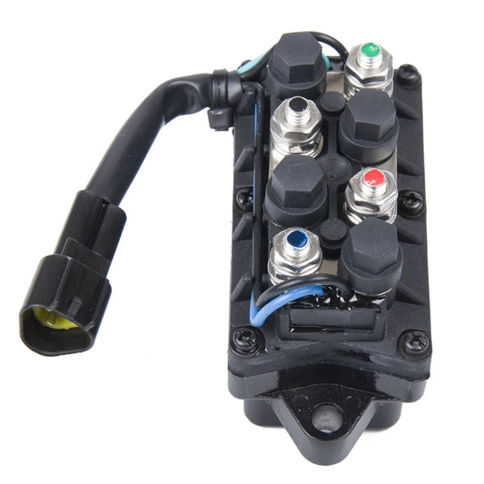 12V outboard trim relay with attached wire harness and black mounting bracket