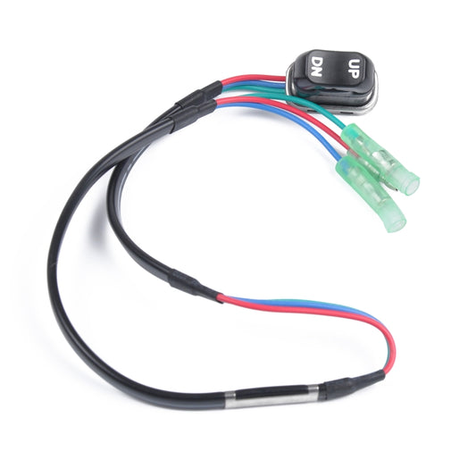 12V trim tilt switch with black cable harness and green connectors
