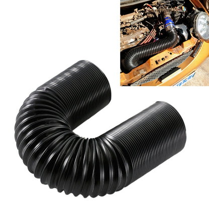 Black corrugated intake hose, U-bend with ribbed flexible tube for 76mm airflow