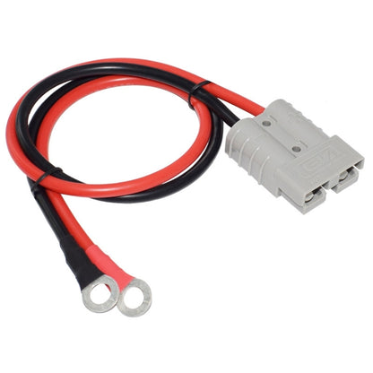 Booster cable with Anderson plug and O-ring terminals; red and black wires, grey connector