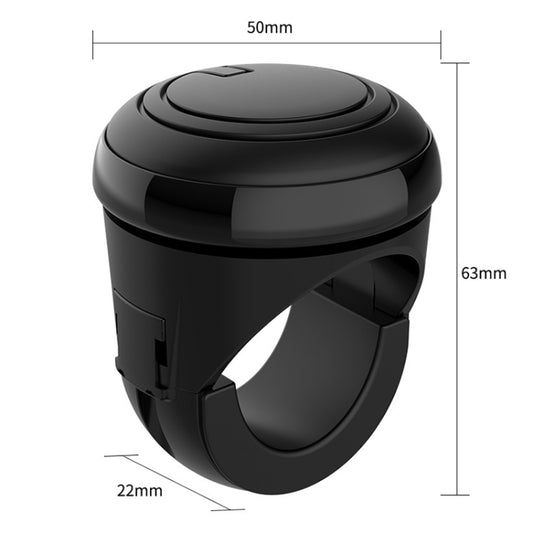 Black steering wheel spinner knob with oval top and wraparound grip
