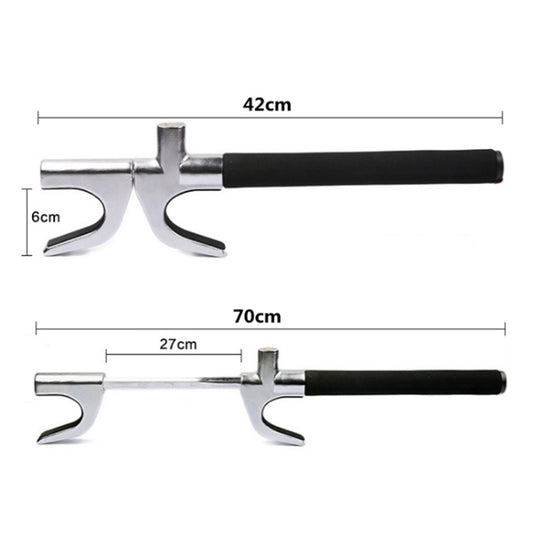 Adjustable telescopic U-shape steering wheel lock with black grip handles