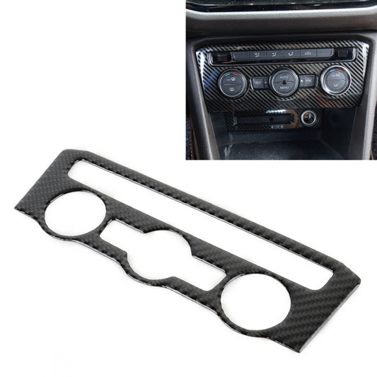 Carbon fiber air-conditioning panel trim sticker with two circular cutouts and long slot