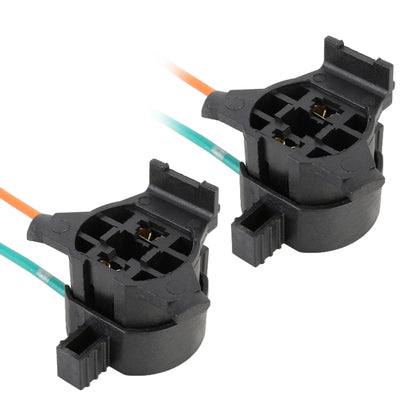 Pair of H7 lamp holders, black sockets with orange and green wire leads