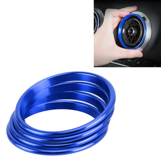 Blue metal air outlet trim ring set (4-piece), coiled triple ring profile