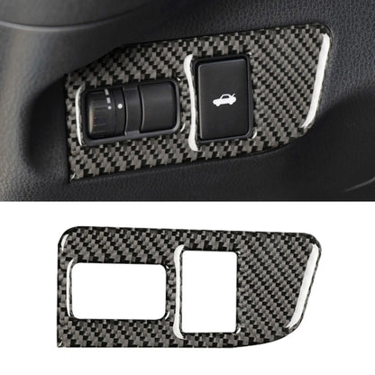 Carbon fiber trunk switch decorative sticker with black weave and white trim