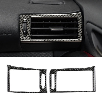 Carbon fiber air vent outlet trim sticker set with black vent surround and chrome bar