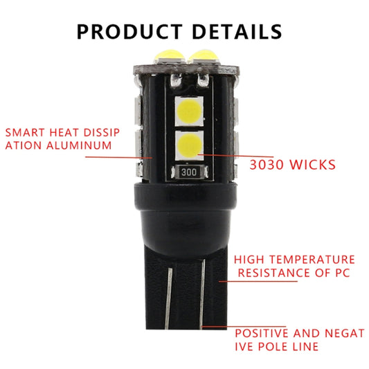 10 PCS T10/168/194 DC12V / 1W / 6000K / 60LM Car Decoding Clearance Lights with 12LEDs SMD-3030 Lamp Beads, T10/168