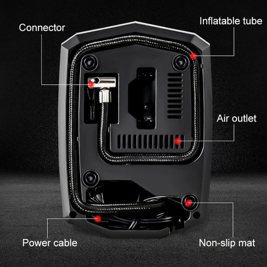 Car 12V Portable Inflatable Cylinder Pedal Digital Display Air Pump with Light & Tool Box, Digital Display with Tool Box