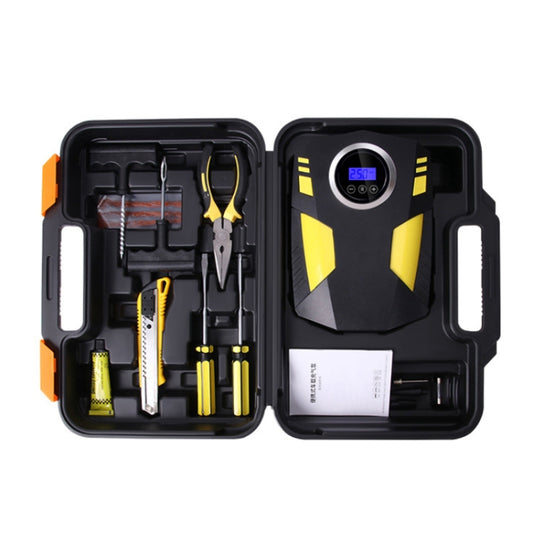 Car 12V Portable Inflatable Cylinder Pedal Digital Display Air Pump with Light & Tool Box, Digital Display with Tool Box