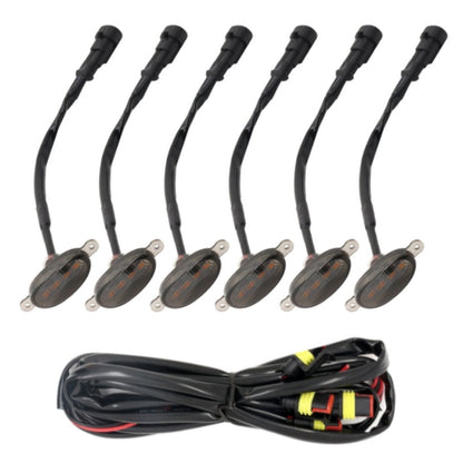 6-piece LED grille warning light kit with amber/yellow lenses and black leads