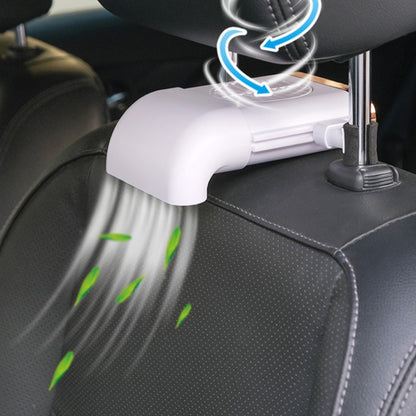 White car seat cooling fan device with vent grille and clip for attachment