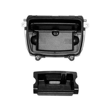 Black car ashtray assembly with open front tray and side access grips