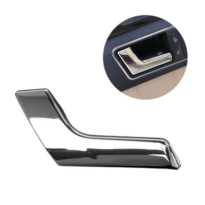 Bright chrome inner door handle, curved pull for car door, with mounting plate